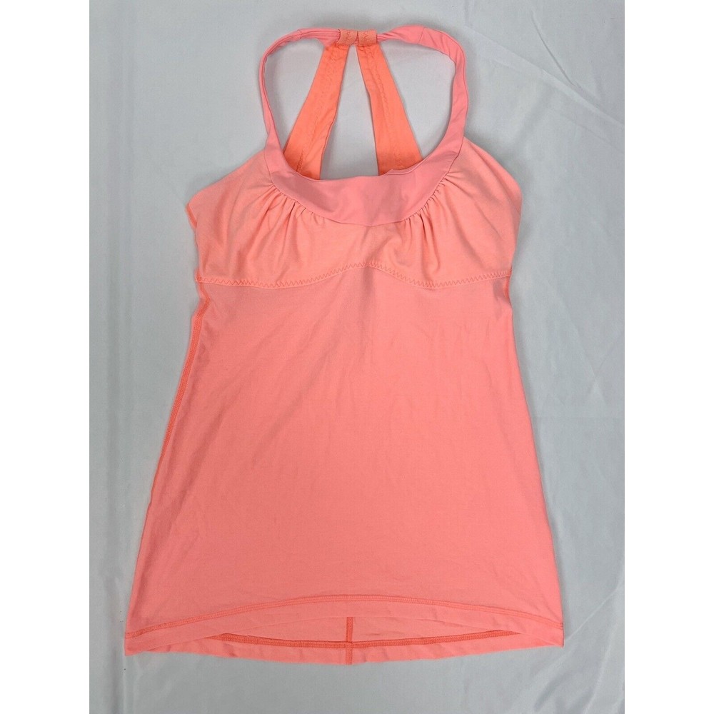 Lululemon Women Size 6 Athletic Top Padded‎ Shelf Bra Racerback Orange
